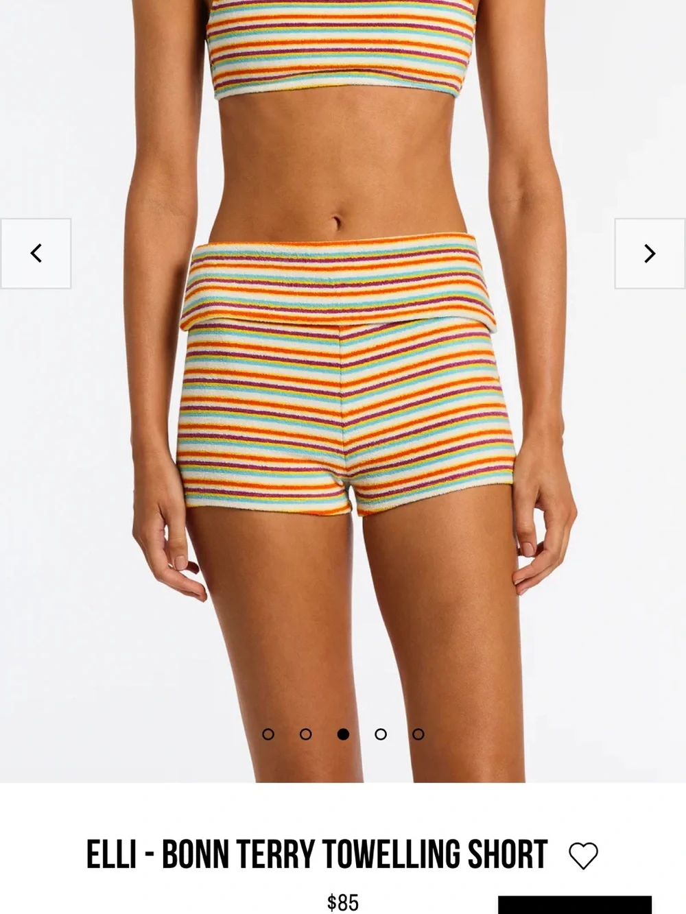 triangl swimwear Striped Towelling Short in White, Yellow, Orange, Green, Red